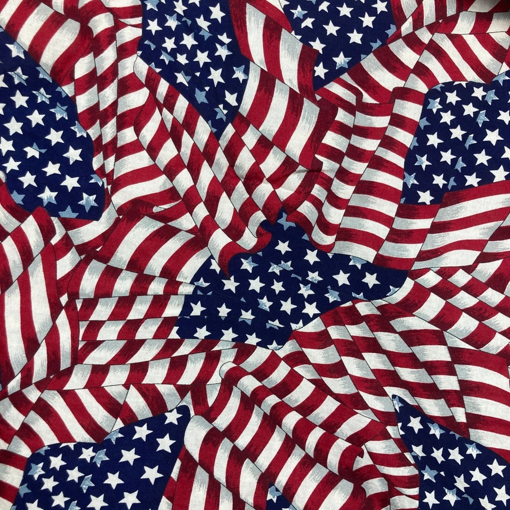 American Flag Fabric 1.25 yards Red White Blue Cranston Print Works VIP Cotton